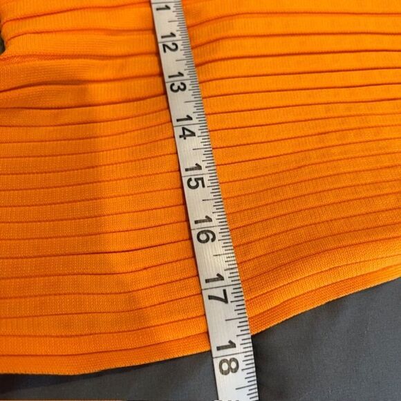 Tibi Tech Poly Ribbed Wrap Super Stretchy Sweater Orange Tie Knot Size Medium - Picture 13 of 14